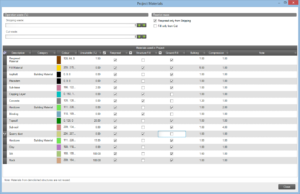 Project Materials - Mudshark Earthworks Software - Civil Engineering Software